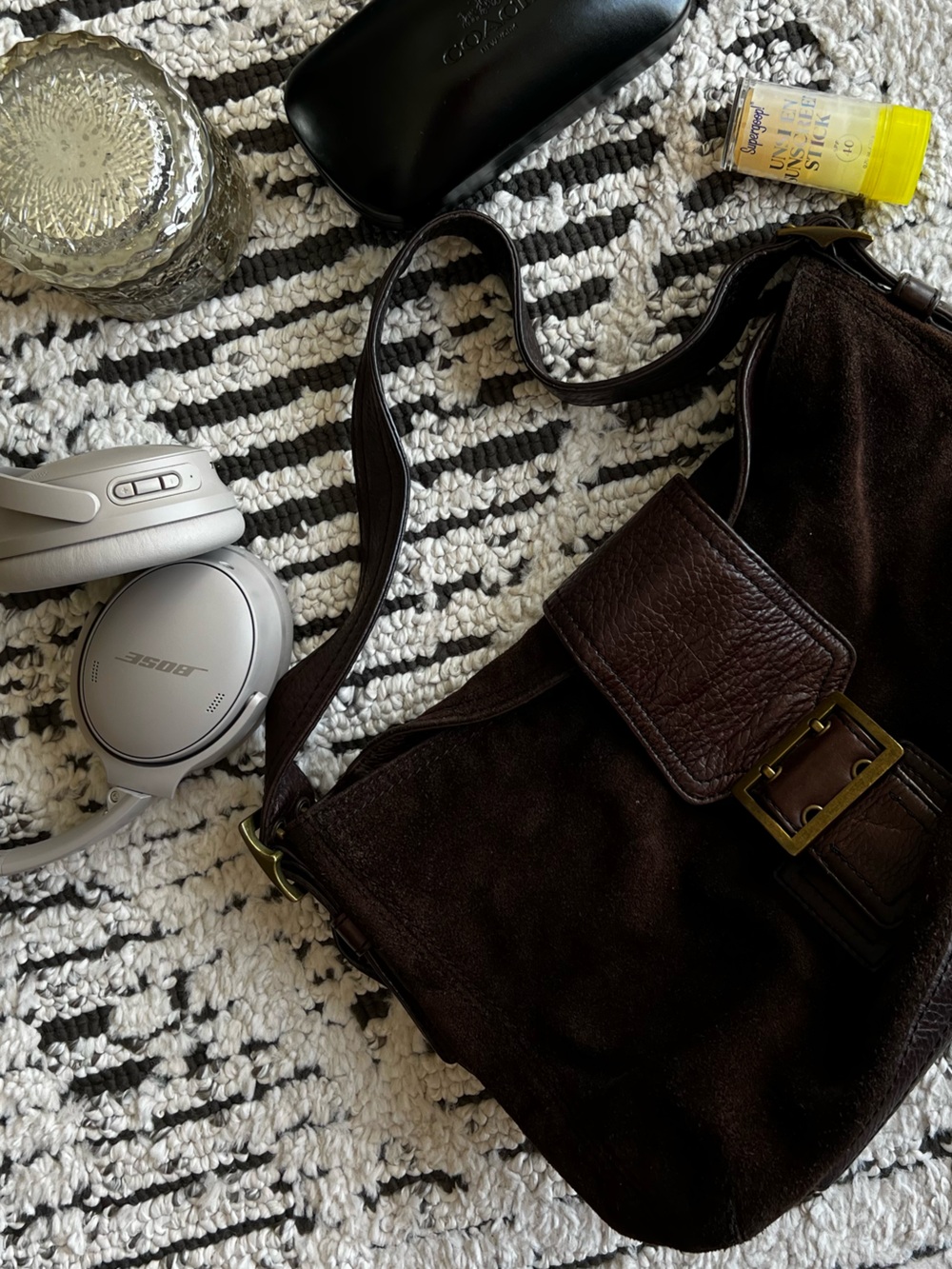 Banana Republic Chocolate Suede Shoulder Bag with Buckle